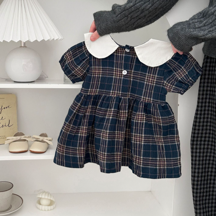 丸襟チェックフォーマルワンピース