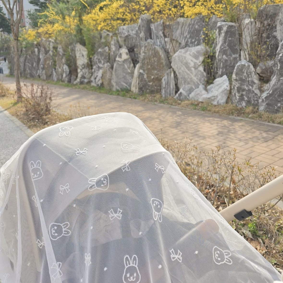 動物刺繍レースベビーカバー(2color)