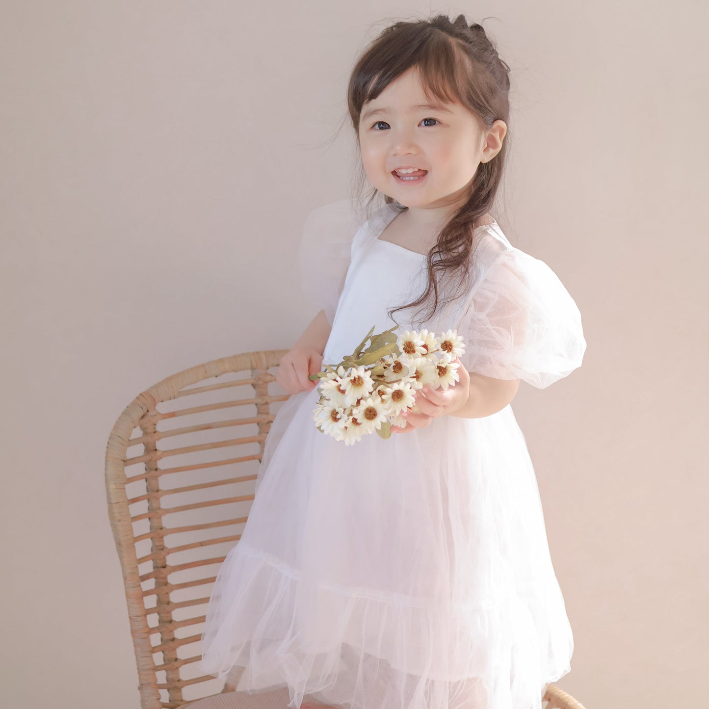 【Re stock】ふんわりチュールホワイトドレス