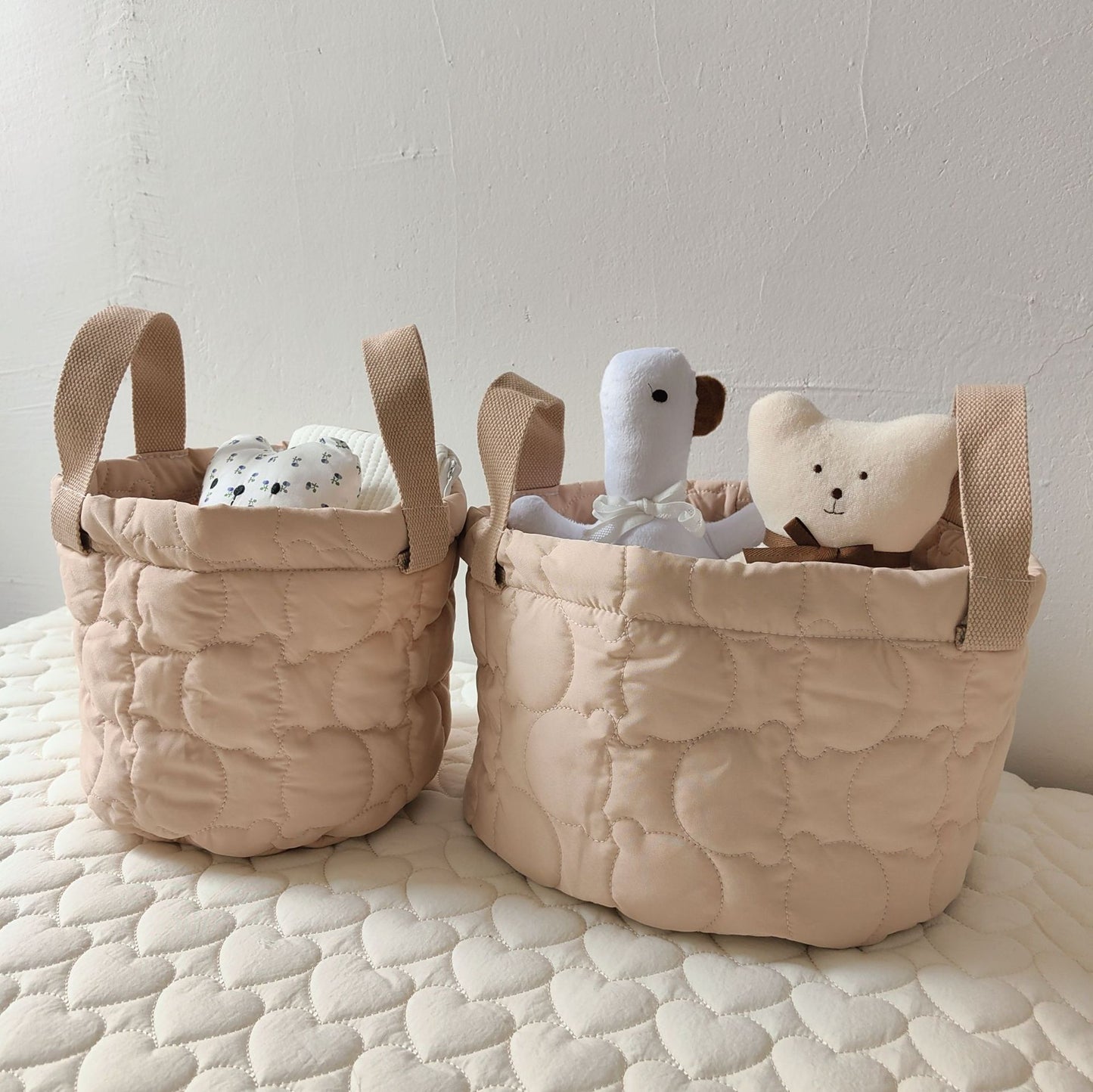 ぷっくりベアキルティングバスケット(2color)