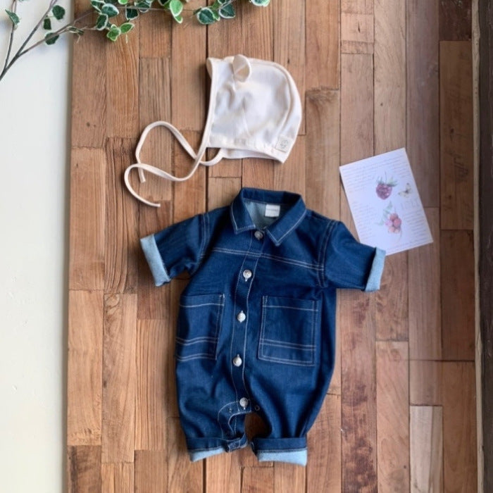 ワイドデニムジャンプスーツ