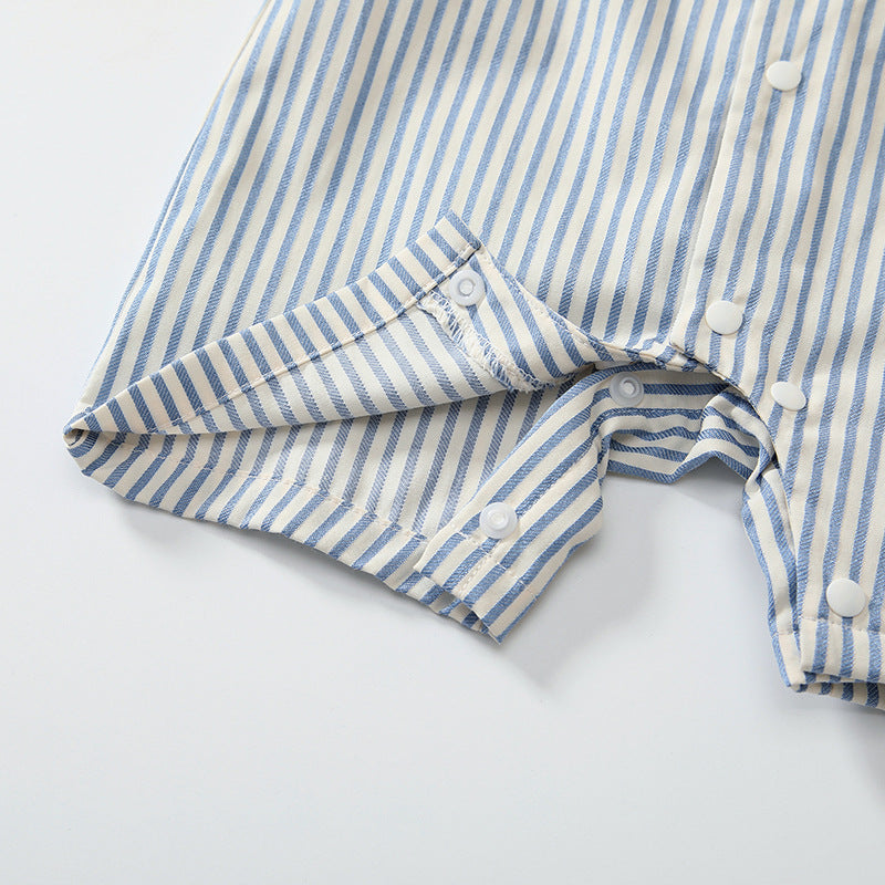 ブルーストライプセレモニーロンパース