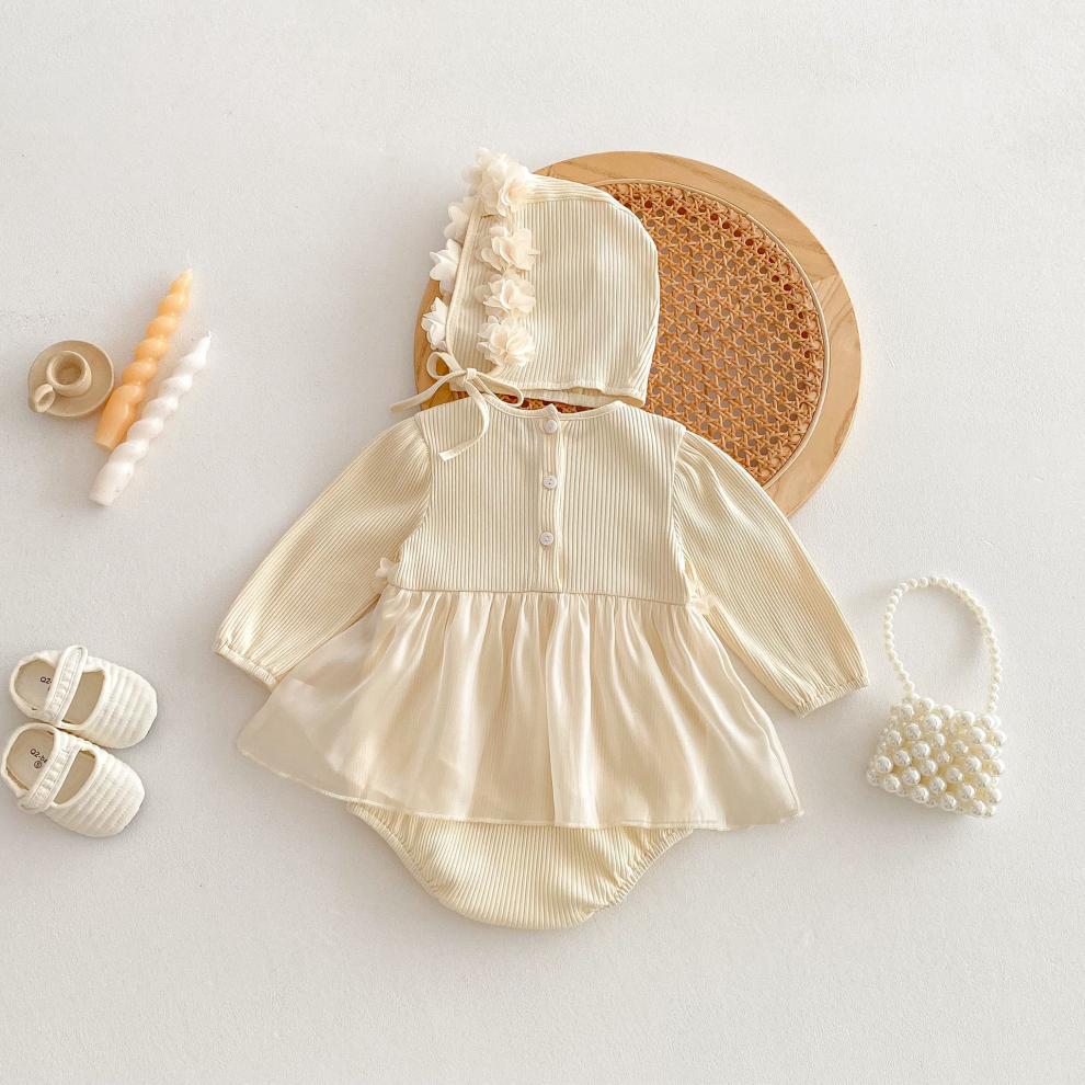 🅽🅴🆆 お花切り替えフリルロンパースセット