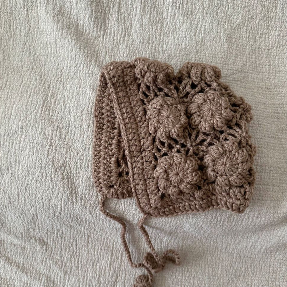 かぎ編みフラワーボンネット(3color)