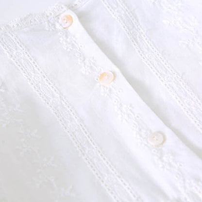 ホワイト刺繍長袖ワンピース