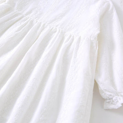 ホワイト刺繍長袖ワンピース