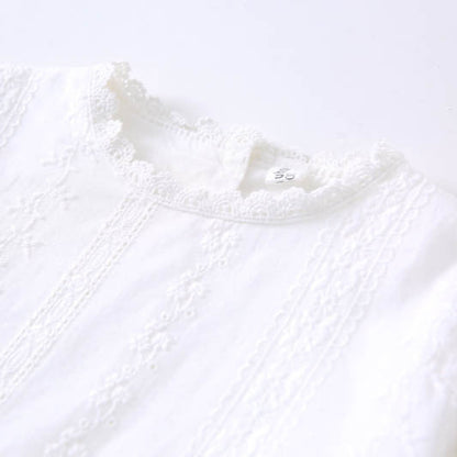 ホワイト刺繍長袖ワンピース