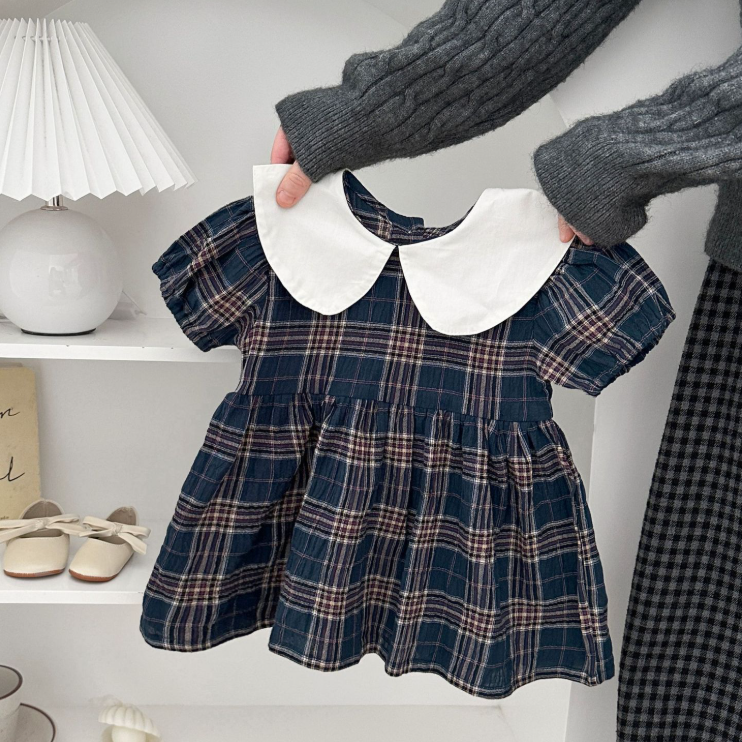 丸襟チェックフォーマルワンピース