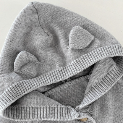 くま耳フードニットロンパース(3color)