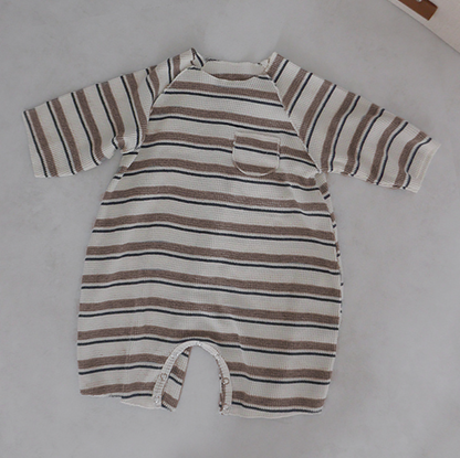 フレンチボーダー長袖ロンパース(2color)