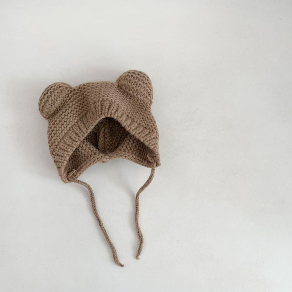 🅽🅴🆆 クマ耳カラーニットボンネット(5color)