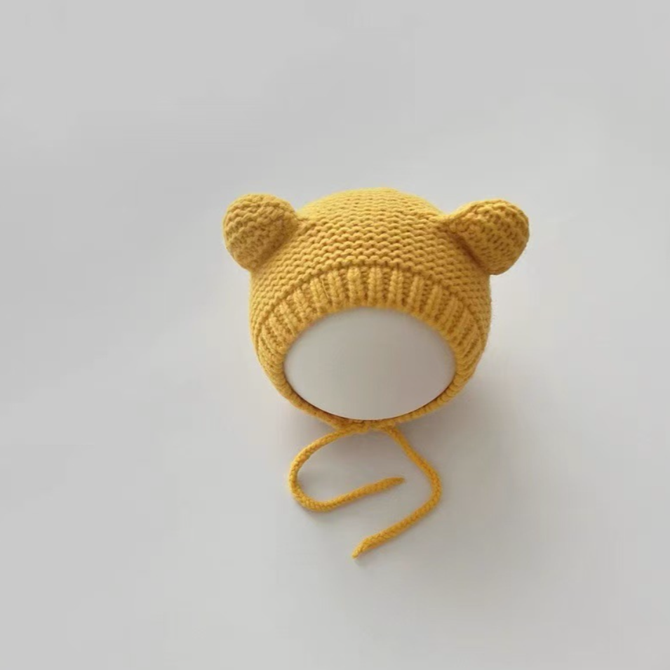 🅽🅴🆆 クマ耳カラーニットボンネット(5color)