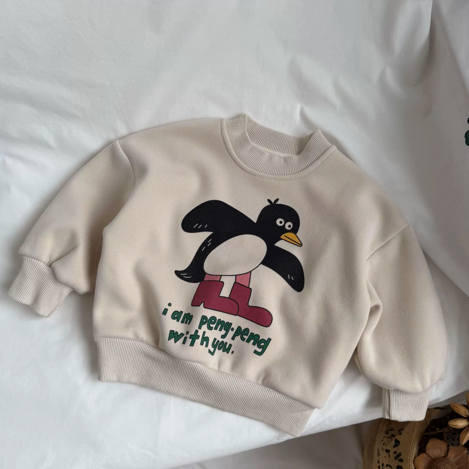🅽🅴🆆 [2color / 80-130] ペンギンポッププリントスウェットトップス