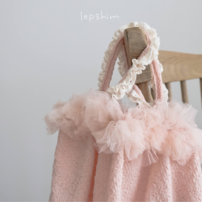 チュールピンクフラワートップロンパース