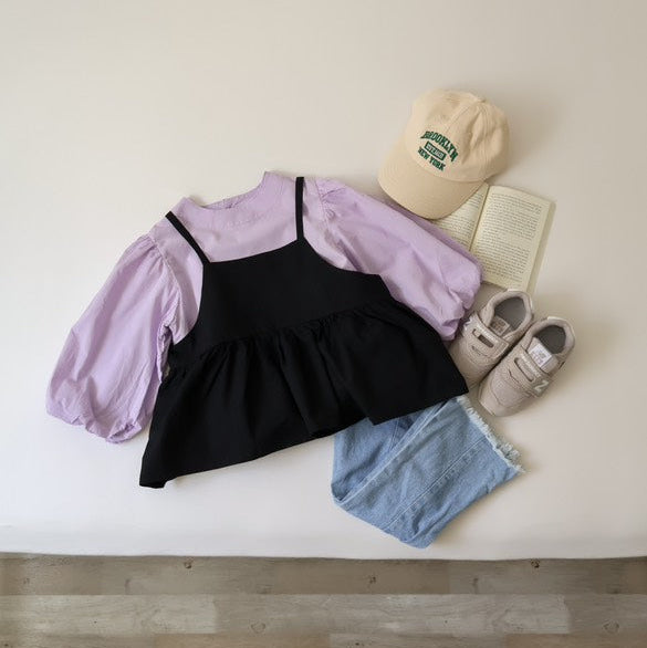 パープルパフシャツ&キャミセット