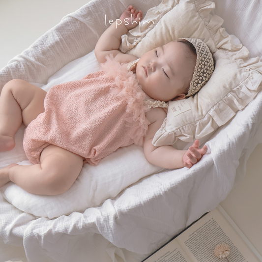 チュールピンクフラワートップロンパース