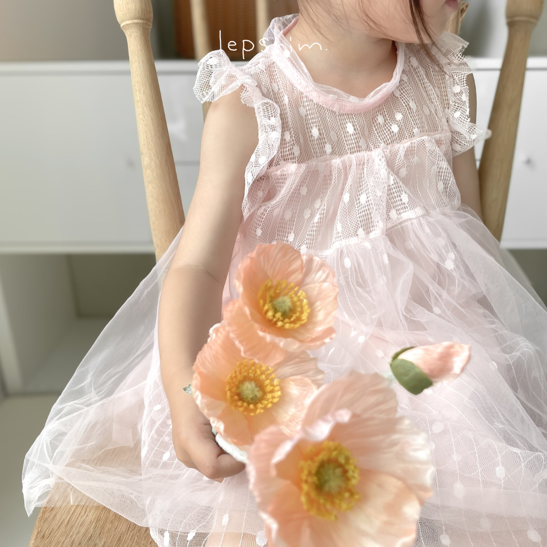 【再入荷】スカラップスリーブドレス2color