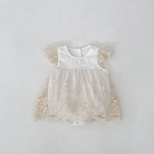 レーススリーブロンパース