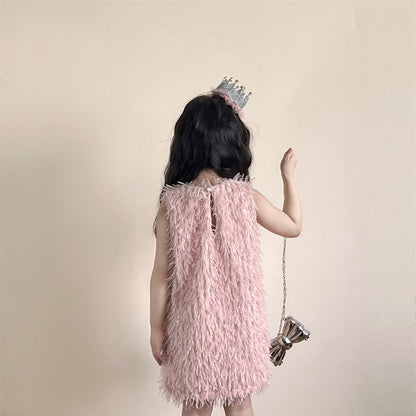 ピンクタッセルノースリーブドレス