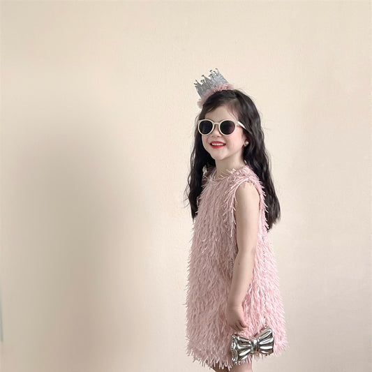 ピンクタッセルノースリーブドレス