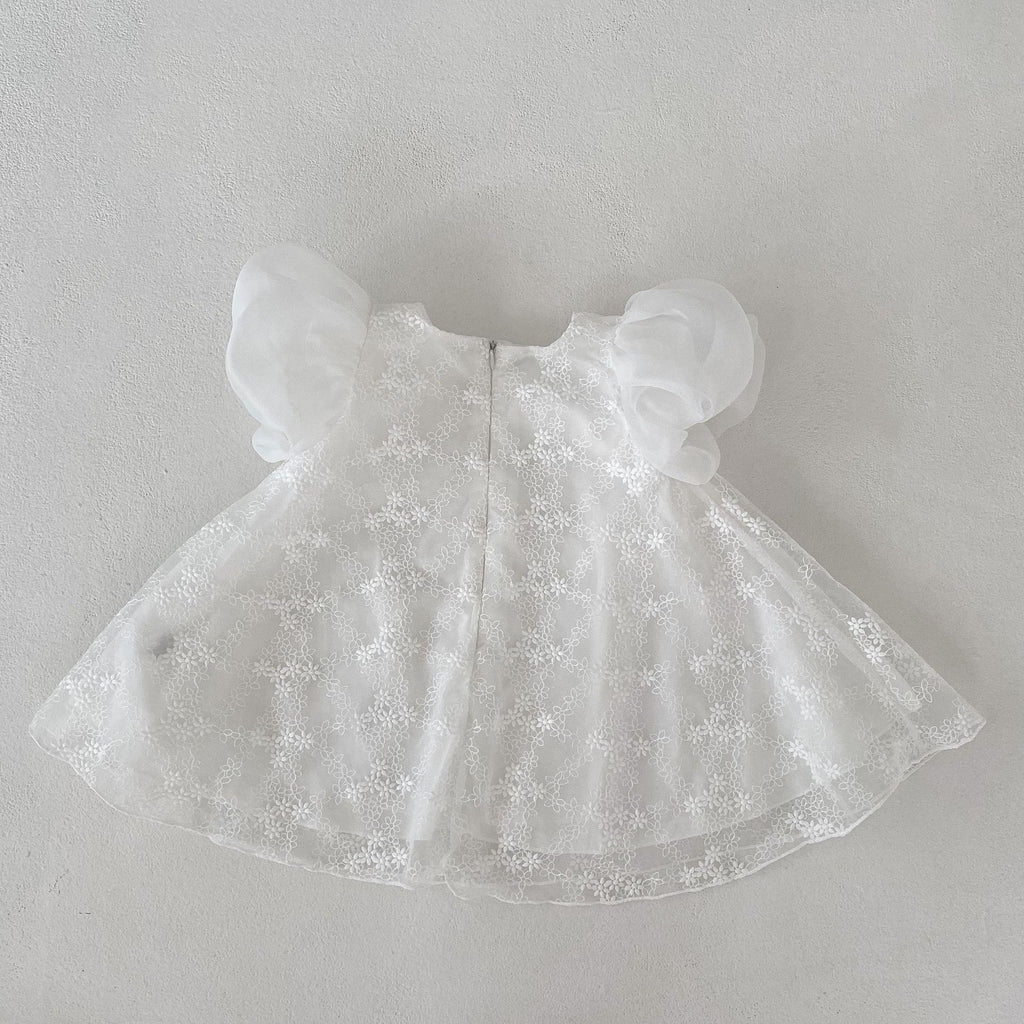 小花ホワイトシフォンドレス