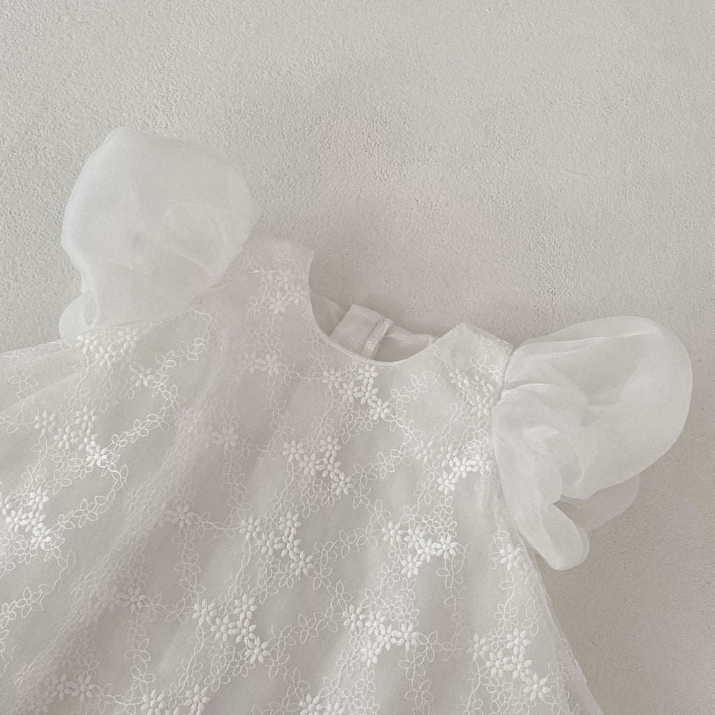 小花ホワイトシフォンドレス