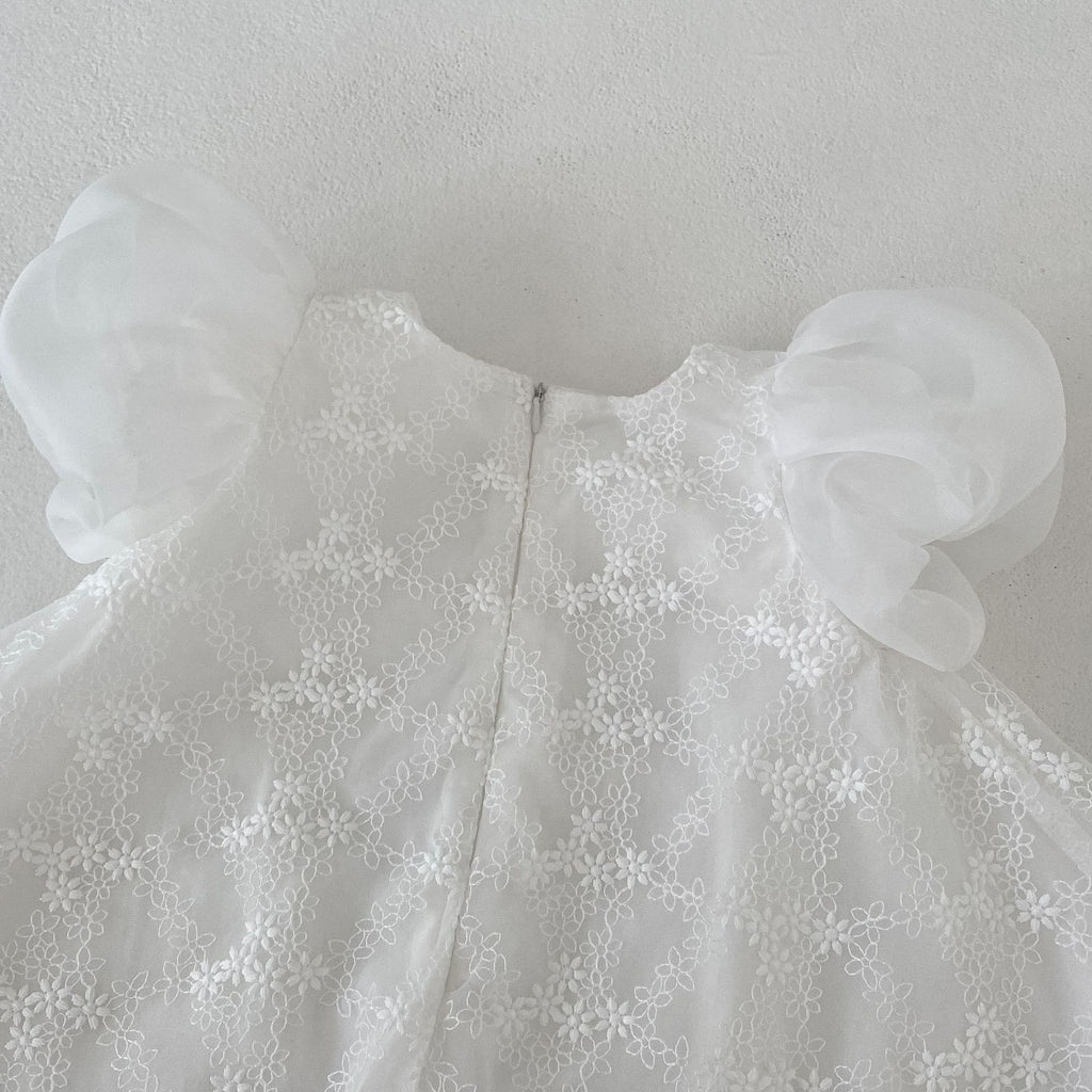 小花ホワイトシフォンドレス