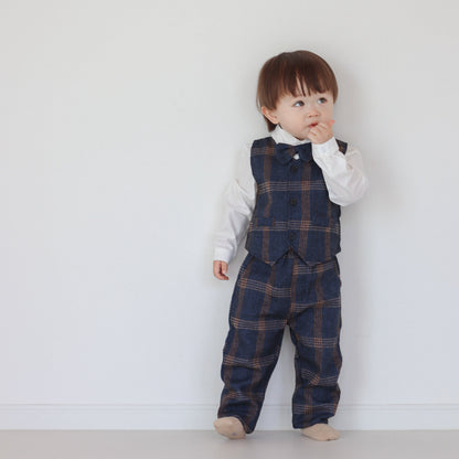 [即納]セレモニーチェックフォーマルセットアップ