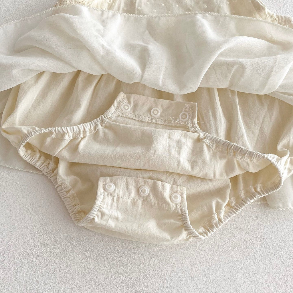 ショルダーリボンコットンロンパース(2color)