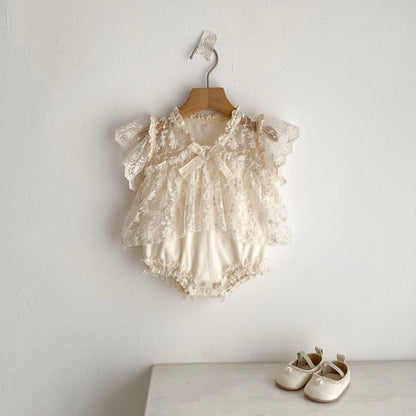 フローラル刺繍プリンスロンパース