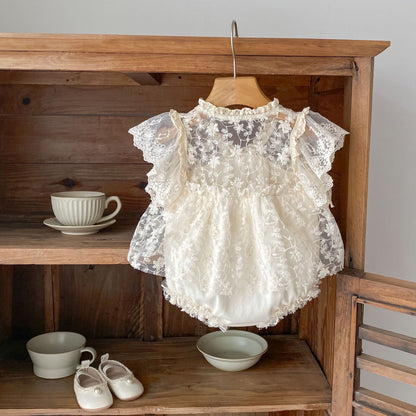 フローラル刺繍プリンスロンパース