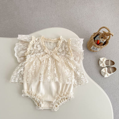 フローラル刺繍プリンスロンパース