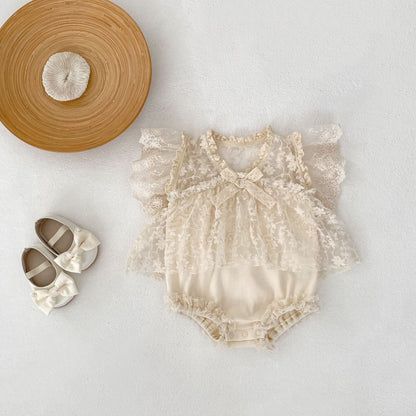 フローラル刺繍プリンスロンパース