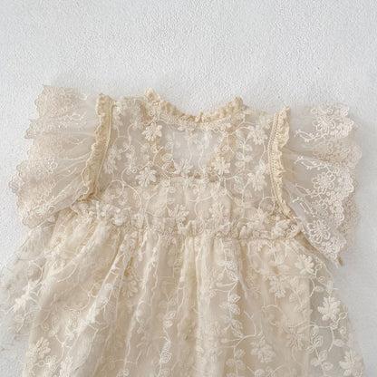 フローラル刺繍プリンスロンパース