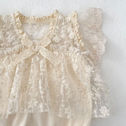 フローラル刺繍プリンスロンパース