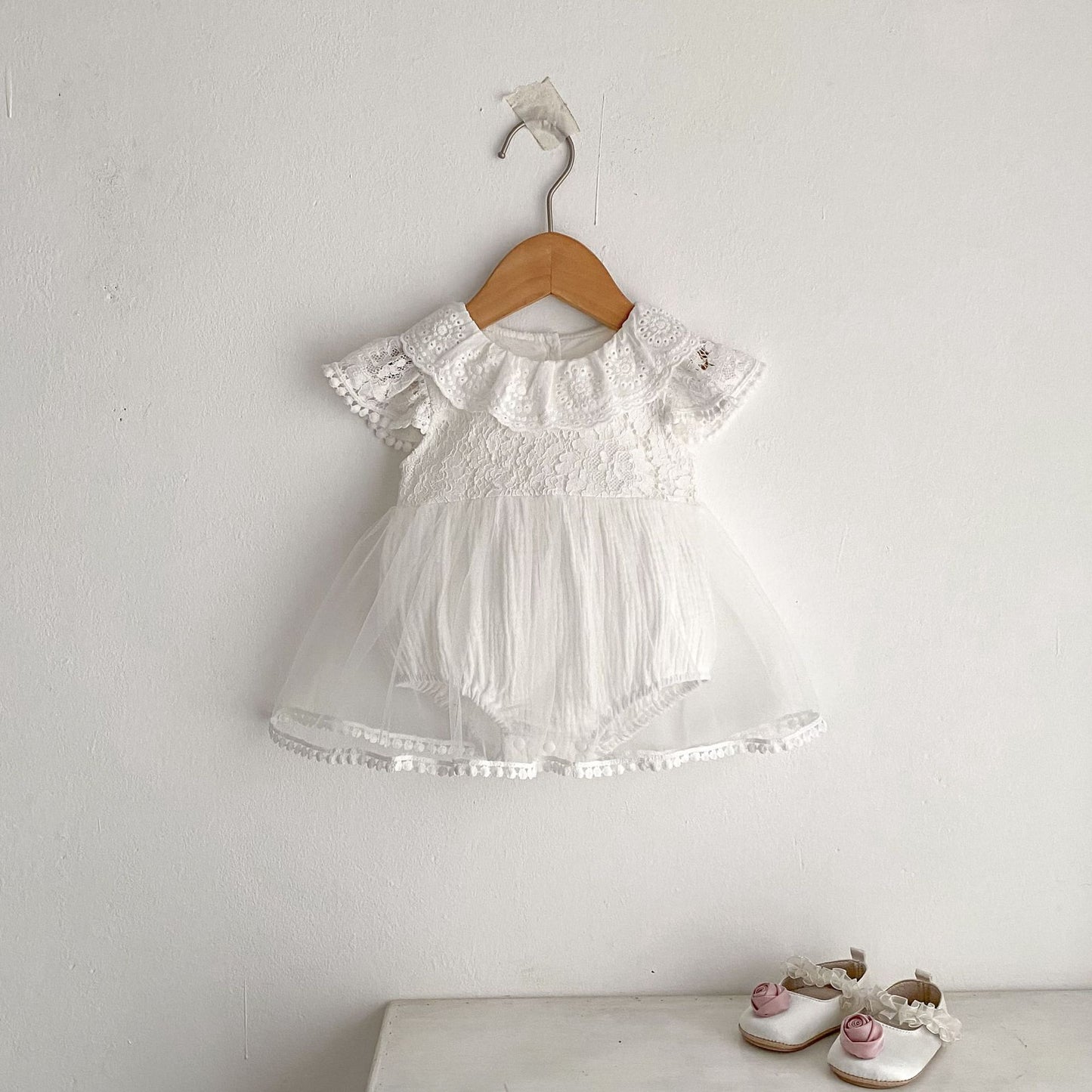 ヨーロピアンレースサマードレスロンパース