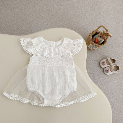 ヨーロピアンレースサマードレスロンパース