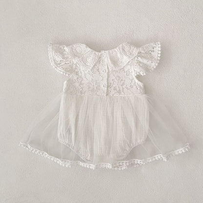 ヨーロピアンレースサマードレスロンパース