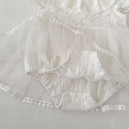 ヨーロピアンレースサマードレスロンパース