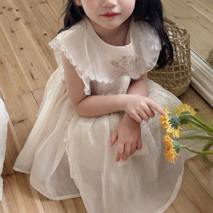 フリルシフォンノースリーブワンピース