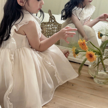 フリルシフォンノースリーブワンピース