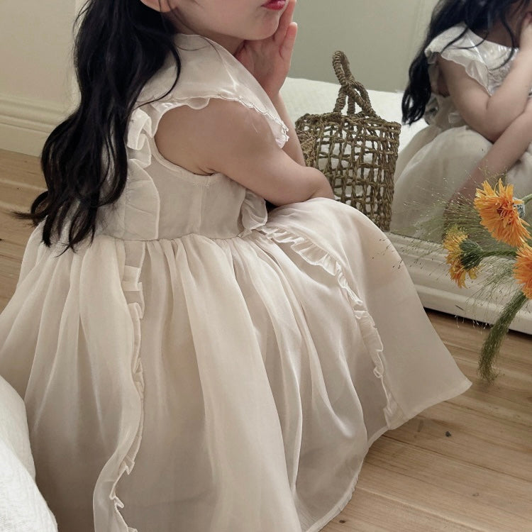 フリルシフォンノースリーブワンピース