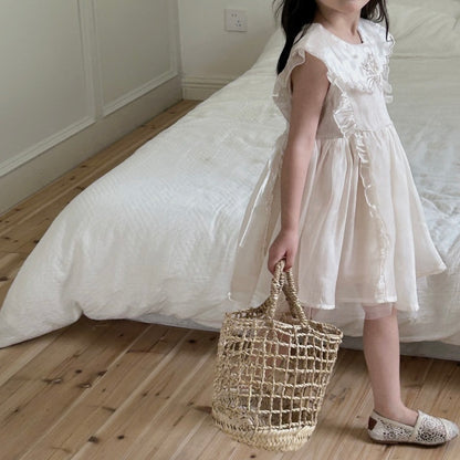 フリルシフォンノースリーブワンピース