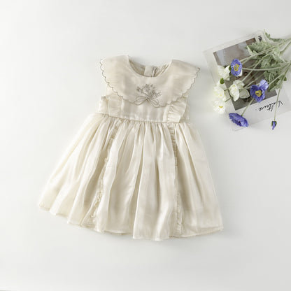 フリルシフォンノースリーブワンピース