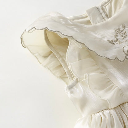 フリルシフォンノースリーブワンピース