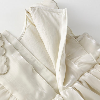 フリルシフォンノースリーブワンピース