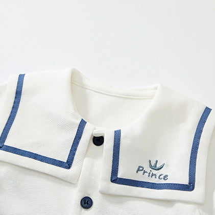 ブルーストライプセレモニーロンパース