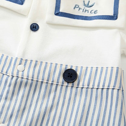 ブルーストライプセレモニーロンパース