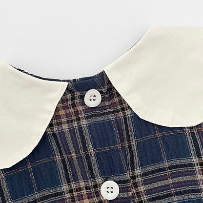 丸襟チェックフォーマルワンピース