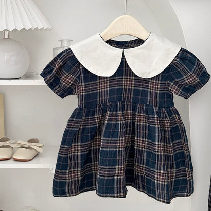 丸襟チェックフォーマルワンピース